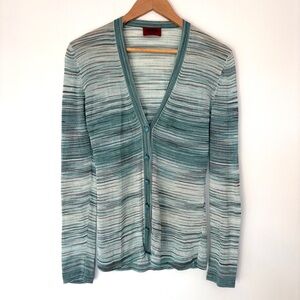 Missoni Teal and Gray Knit Sweater Striped